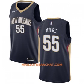 Maillot NBA New Orleans Pelicans ETwaun Moore 55 Nike 2017-18 Navy Swingman - Homme